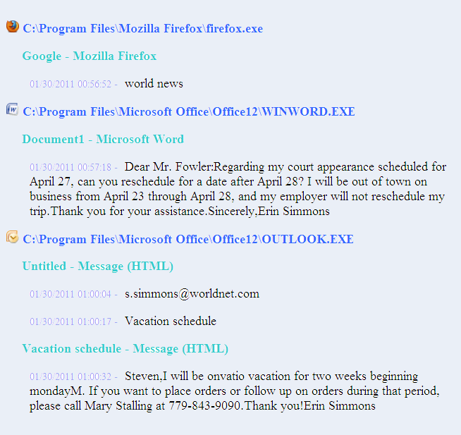 LightLogger Keylogger Knapptryckning Viewer