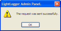 LightLogger Keylogger Support Framgång Dialog